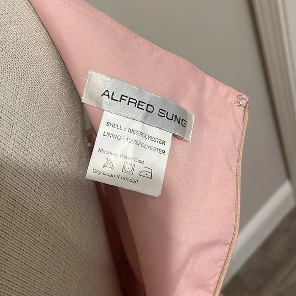 Alfred Sung - Off the Shoulder Satin Gown - Toasted Sugar Pink - Size 8 - Picture 9 of 11